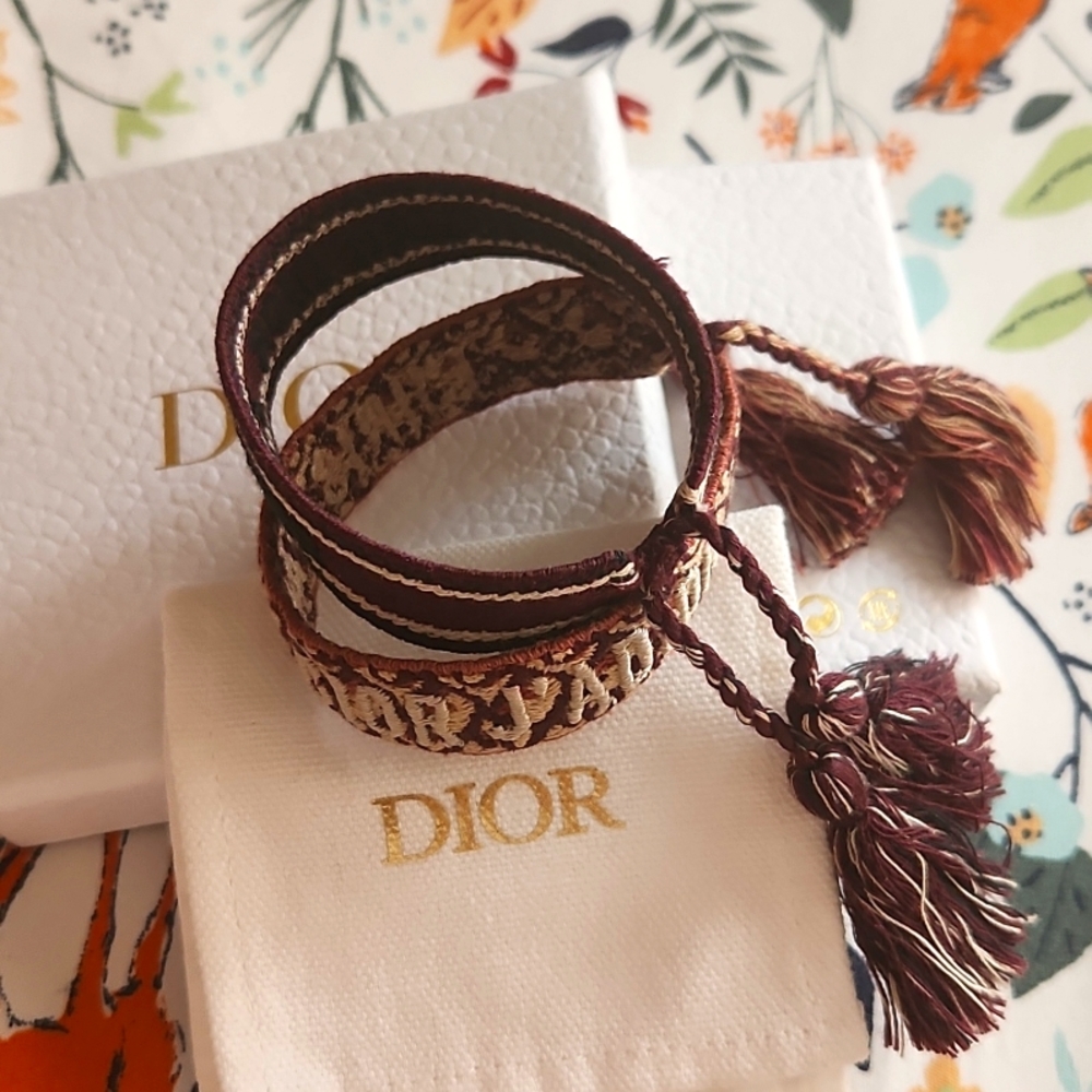 DIOR J'ADIOR Burgundy Friendship Bracelets Pair